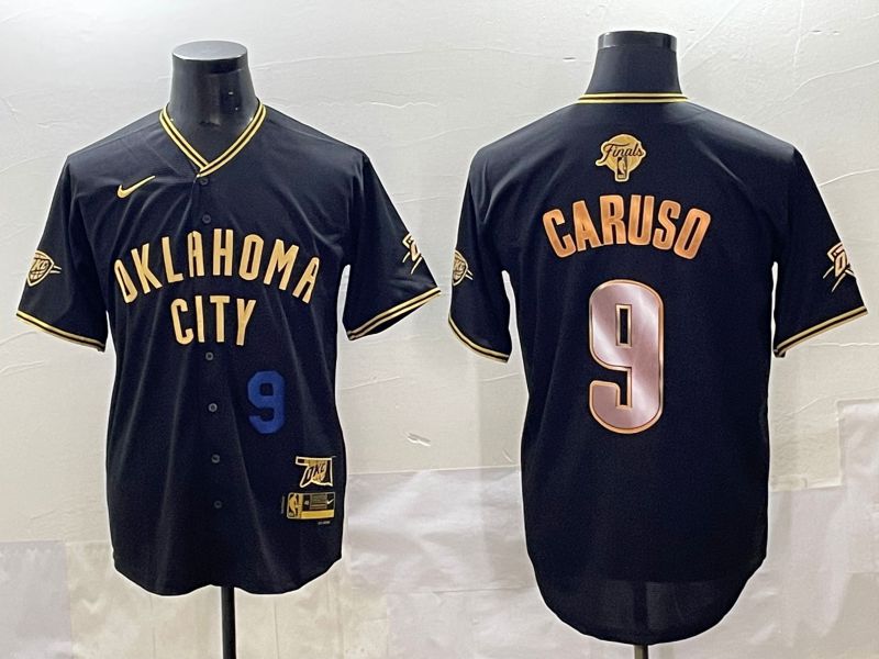 Men 2025 Oklahoma City Thunder #9 Caruso Black Gold Nike Joint Name NBA Jersey style 23